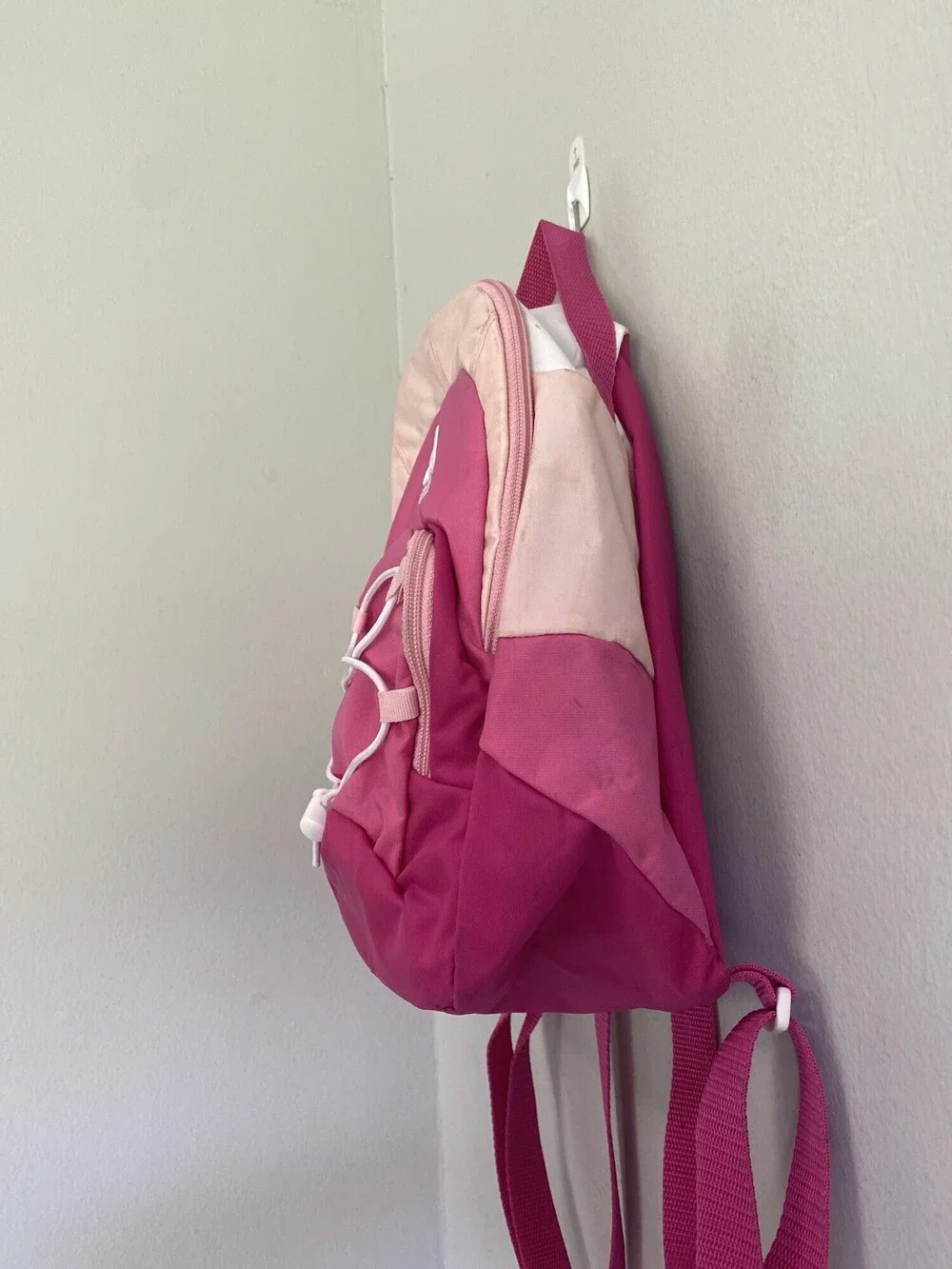 Adidas Pink Mini Backpack White Bungee Front Zip